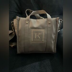 Thirty One Small Square Tote Mocha Smooth Pebble with K